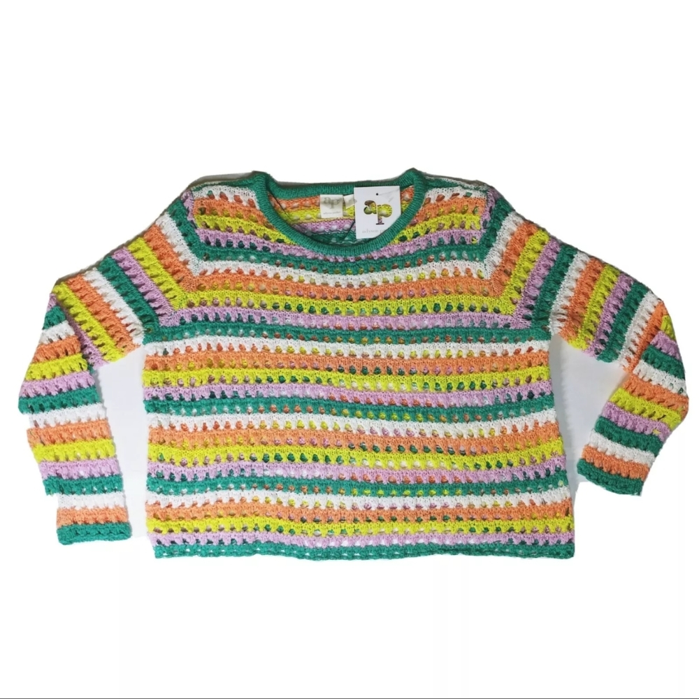 Adyson Parker Boho Crochet Knit Stripe Top